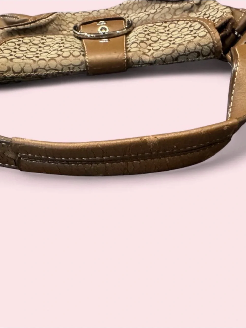 Vintage Coach Signature Soho Canvas & Leather Shoulder Bag Y2K Tan Brown